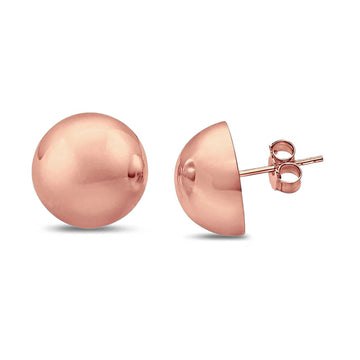Half Ball Stud Earrings Round Rose Tone 925 Sterling Silver Wholesale